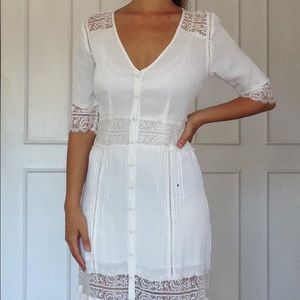 NEWAmuseSociety Bohemian Lace Long Ivory Dress szS